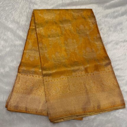 Orange Bridal Tissue silk Saree