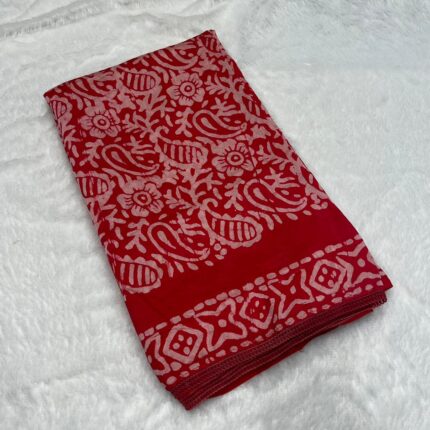 Batik Soft Cotton Geometric Border Saree