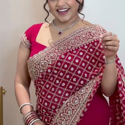 Georgette work saree